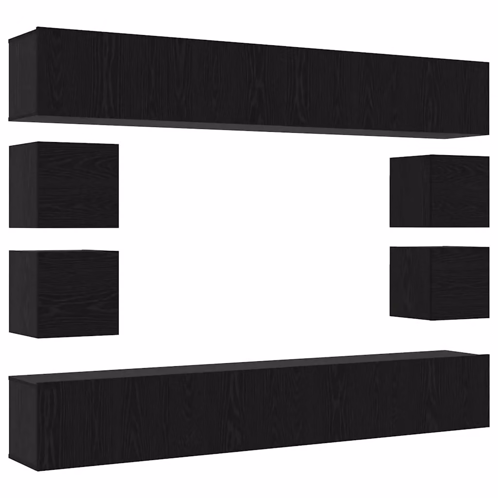 Set mobile TV moderno vidaXL in legno ingegnerizzato 8 pezzi, colore rovere e nero – 2
