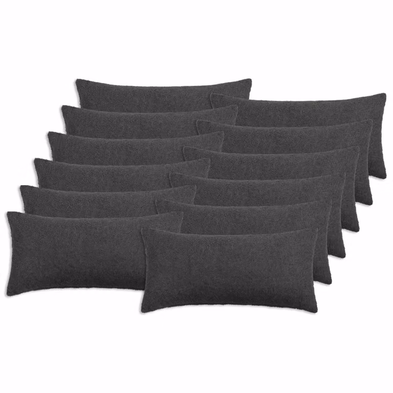 Set di 12 federe vidaXL HEERLEN in tessuto bouclé grigio, L 40 cm x P 80 cm