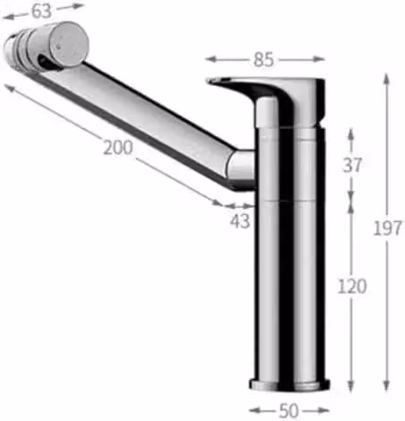 Miscelatore alto per lavabo - Rubinetteria da bagno - Girevole a 360° - Miscelatore monocomando - Argento - Finitura cromata