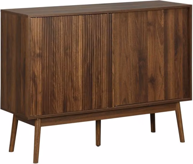 Credenza in stile scandinavo Sweeek in legno e MDF marrone scuro per soggiorno e sala da pranzo