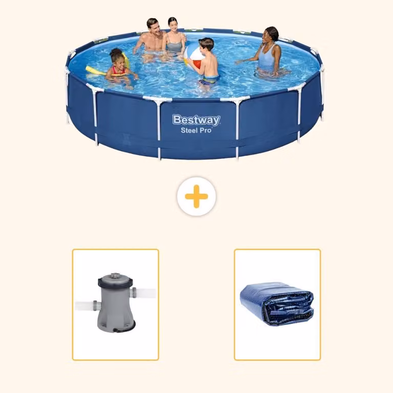 Bestway Steel Pro, piscina in acciaio, rotonda - 396x84 cm - composta da 3 parti, modello S22312