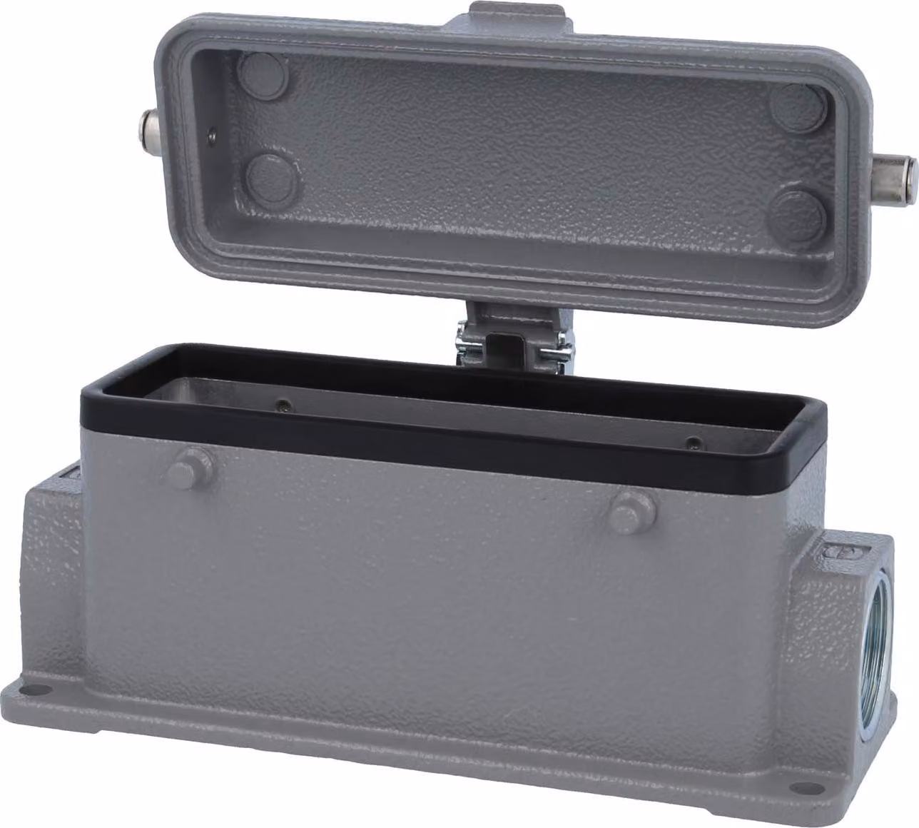 HARTING Han 24B Base bassa, 2xM25 uscita cavo laterale, per 2 staffe (nella parte superiore) con cappuccio protettivo in metallo -