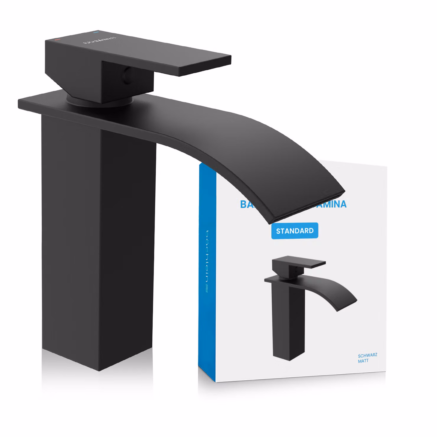 Miscelatore da bagno Tamina - nero opaco | Miscelatore da bagno a cascata dal design classico - rubinetto per lavabo da appoggio