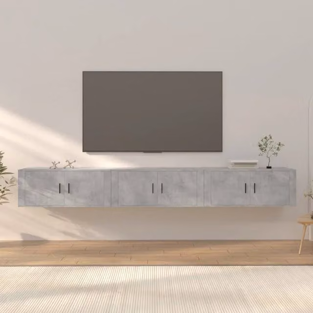 Mobili Porta TV a Parete 3 pz Grigio Cemento 100x34,5x40 cm 3188378