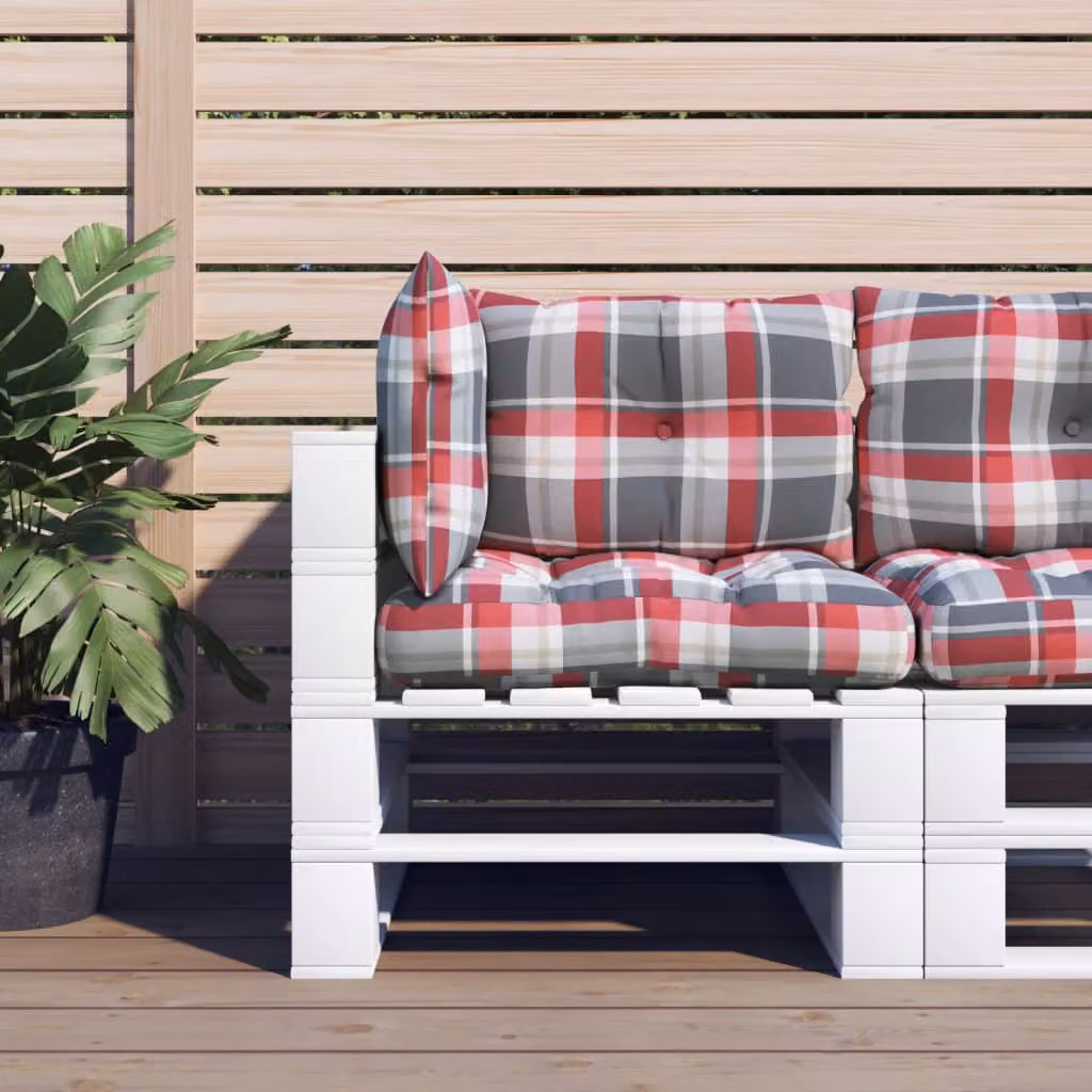 vidaXL Set di 3 Cuscini per Pallet Rossi Multicolore in Poliestere Idrorepellente e Resistente ai Raggi UV L: 61,5 cm, P: 61,5 cm, H: 10 cm