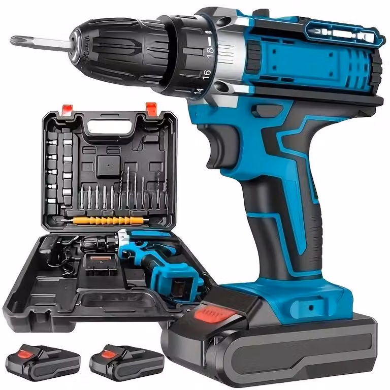 Trapano avvitatore a batteria, coppia di 520 Nm, batteria agli ioni di litio, velocità da 0 a 700 giri/min, capacità di foratura: 30 fori in metallo, 35 fori nel muro