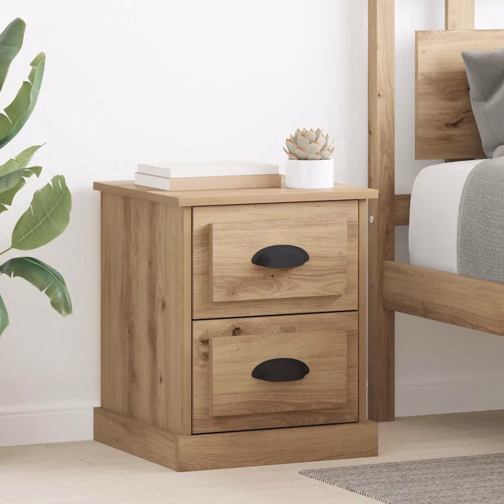 Armadio da notte vidaXL in stile rustico color rovere, L 39 cm x P 39 cm x H 47.5 cm