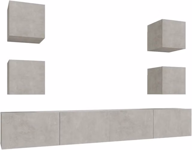 Set di Mobili Porta TV 6 pz | Armadietto TV | Mobile Porta TV Grigio Cemento in Legno Multistrato