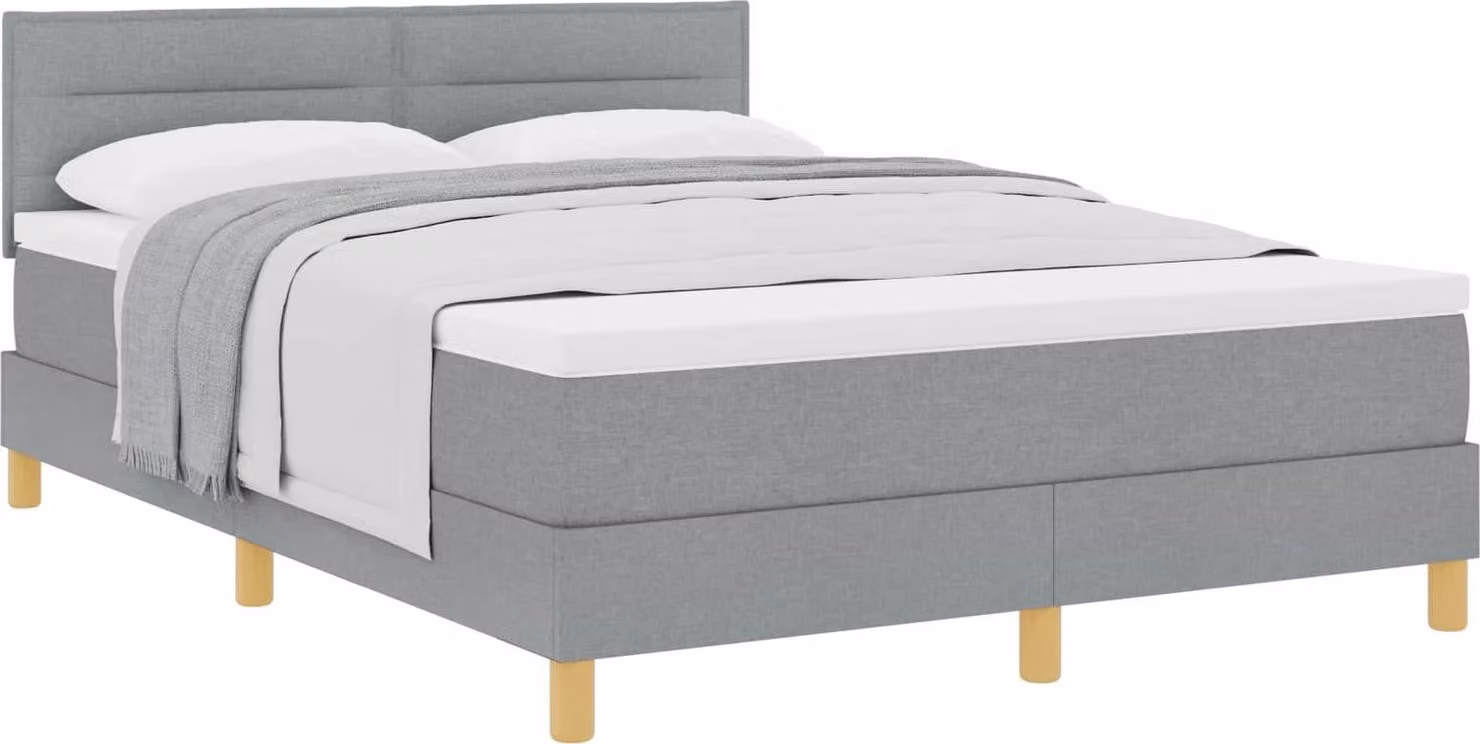 Letto a molle con cuscino Grigio chiaro 140 x 200 cm Tessuto