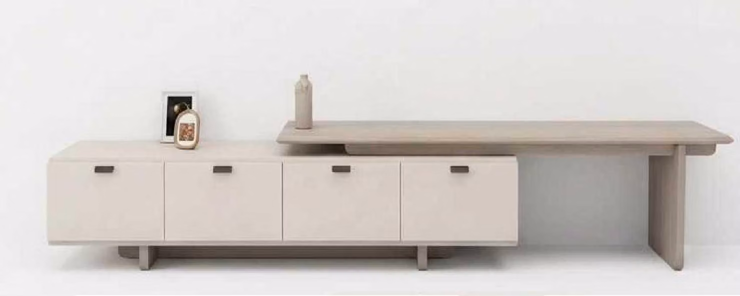 Mobile TV a basso, tavolino per TV, beige, moderno, in legno, elegante