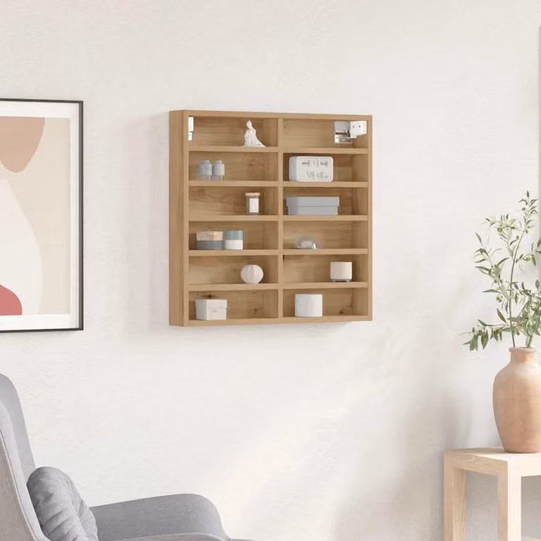Vetrina da parete vidaXL in Rovere artigianale, colore marrone, L: 60 cm, P: 8,5 cm, H: 58 cm