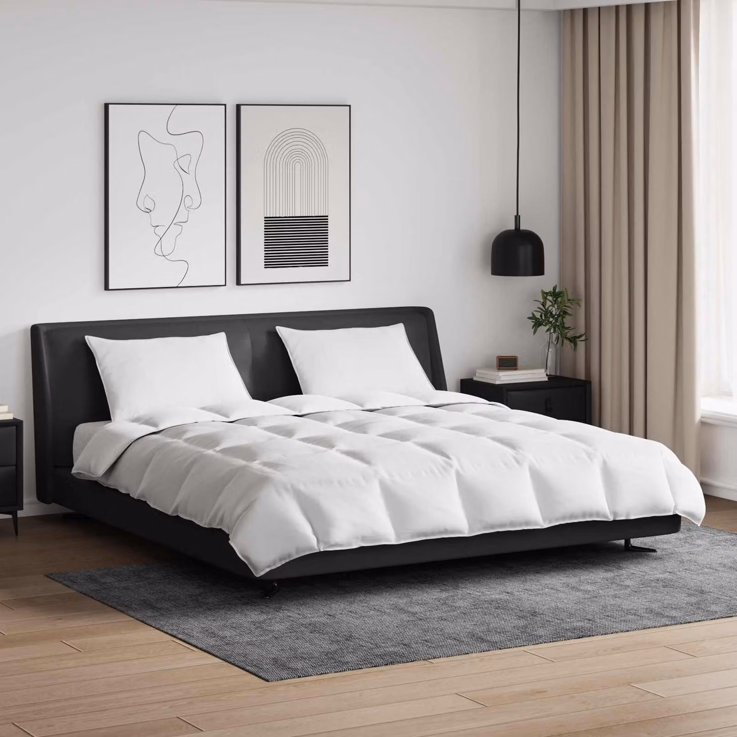 Set di 3 pezzi vidaXL composto da piumone e cuscini in piuma d'anatra e cotone, colore bianco, L 240 x P 220 cm
