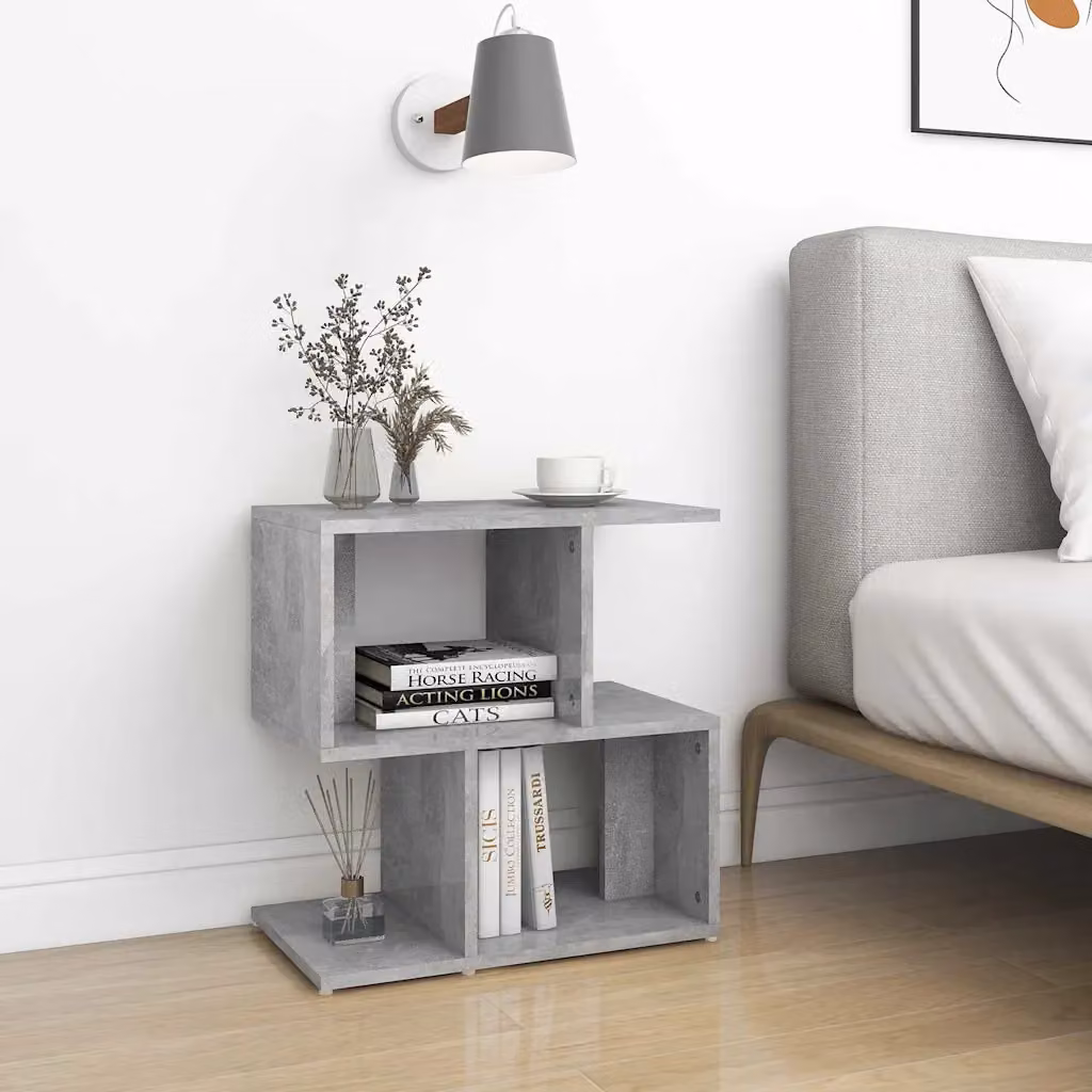 Set di 2 comodini vidaXL in legno multistrato, colore grigio cemento, L 50 cm x P 30 cm x H 51,5 cm