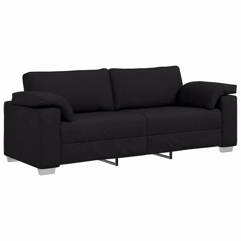 Divano moderno da 3 persone vidaXL in tessuto nero per soggiorno o giardino L: 219 cm, P: 82 cm, H: 77 cm – 2