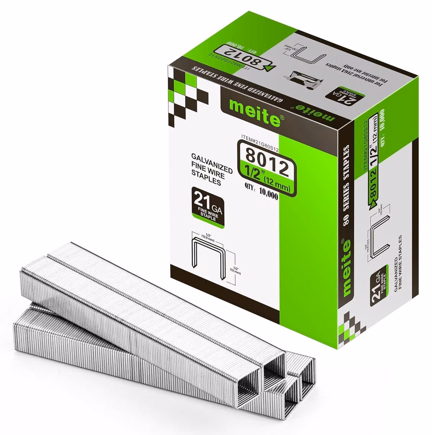 Graffette tipo 80, 12 mm, 10.000 pezzi, zincate, per mobili e imbottiti