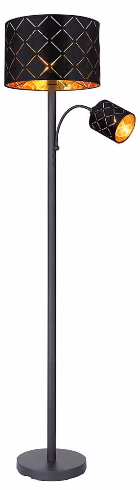 Lampada da terra, lampada da lettura Flexo, oro nero, H 162 cm