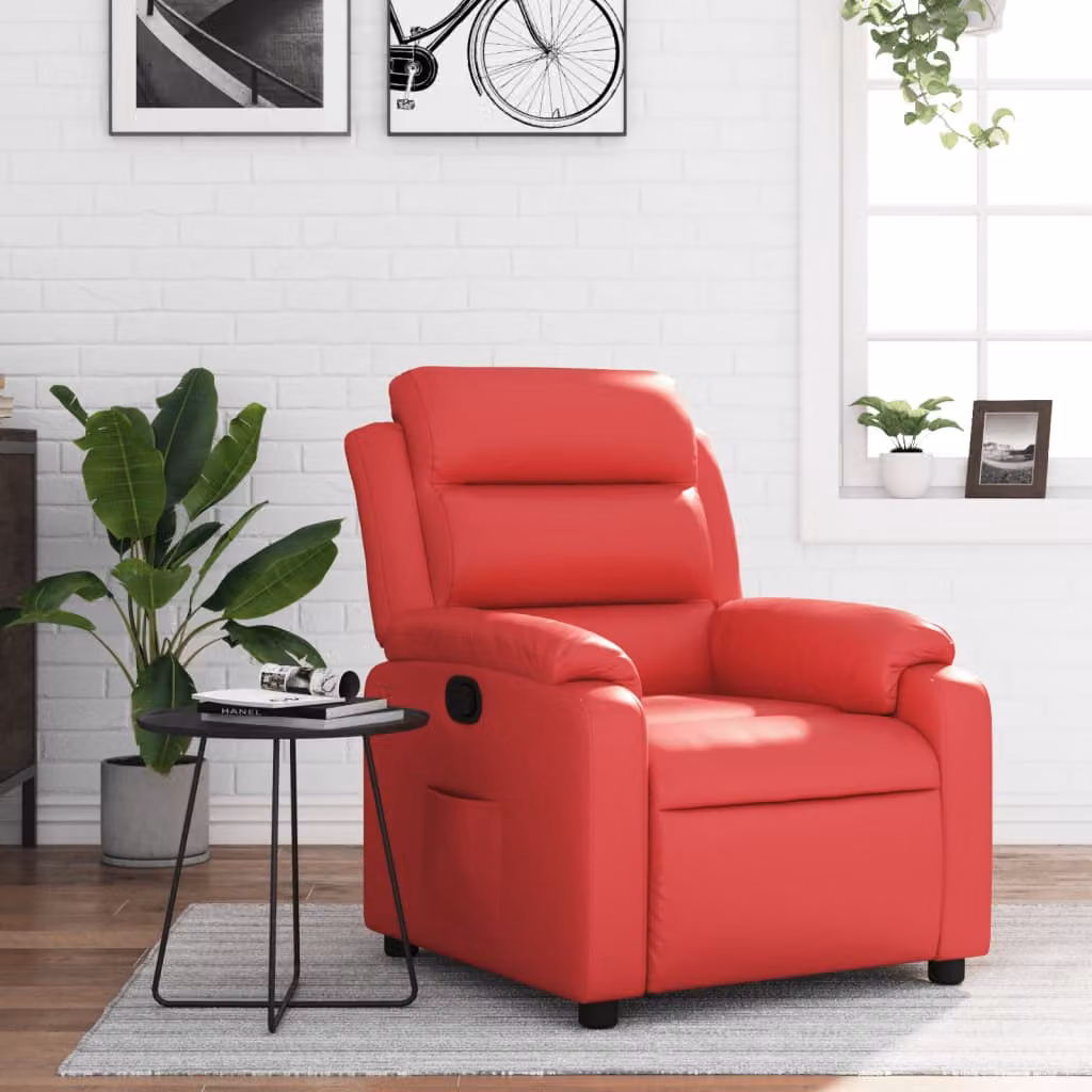 Poltrona Reclinabile Relax vidaXL Rossa in Similpelle con Braccioli e Reclinazione Manuale