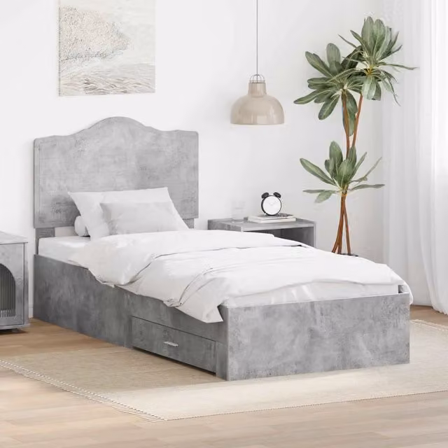 Struttura letto moderno con cassetto vidaXL in legno ingegnerizzato grigio L: 140 cm, P: 70 cm, H: 200 cm