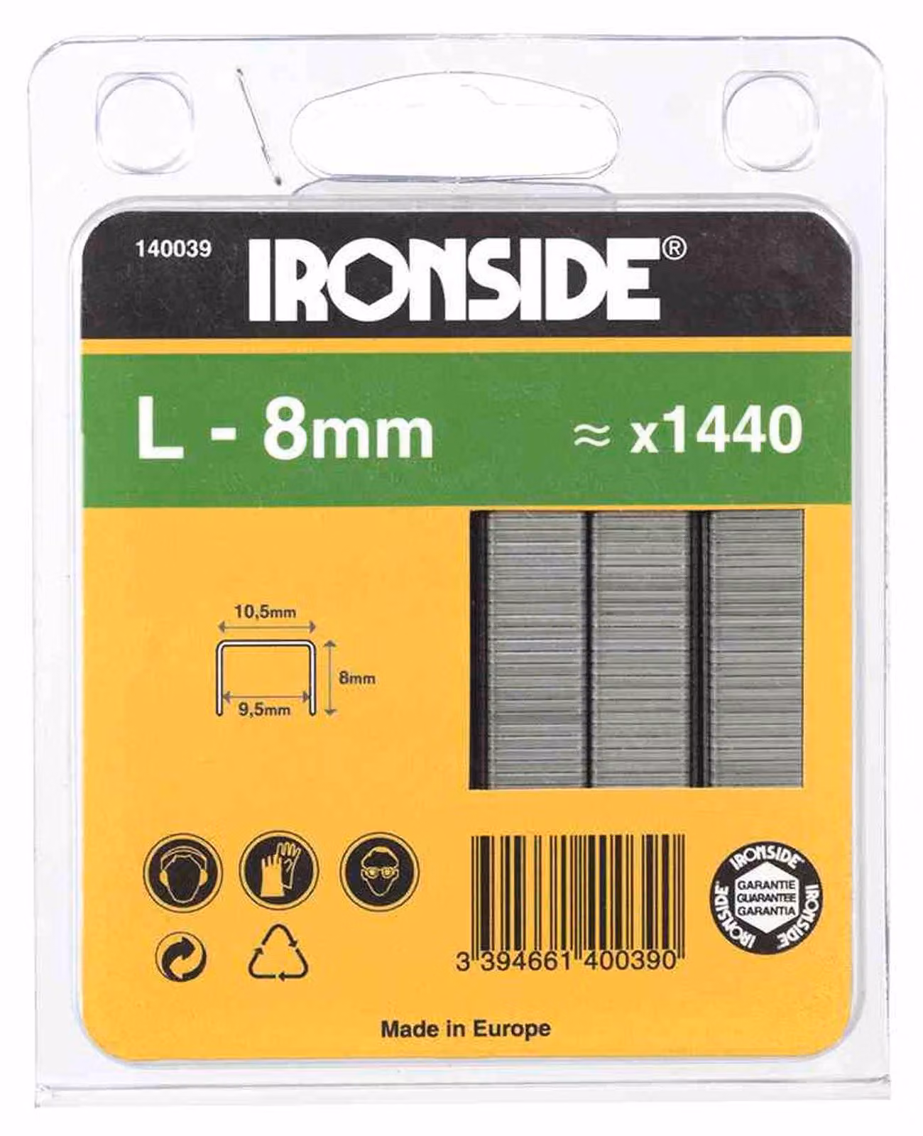 Ironside 140-039 Graffette 8 mm tipo L, argento (confezione da 1440 pezzi)