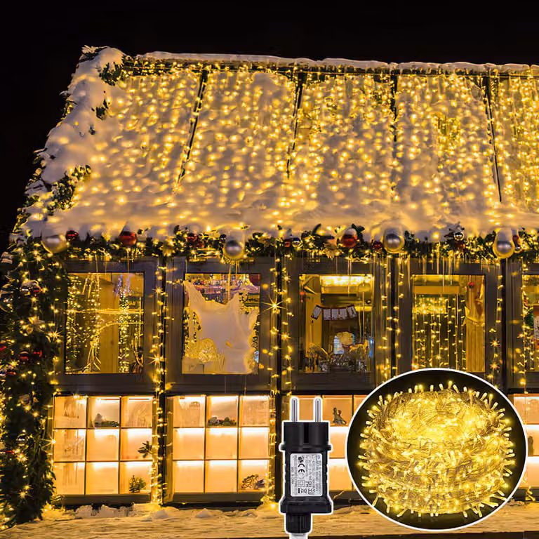 Clanmacy 10M 100 LED luci fiabesche bianco caldo 8 modalità di luce festa giardino interno esterno decorazione luci di Natale