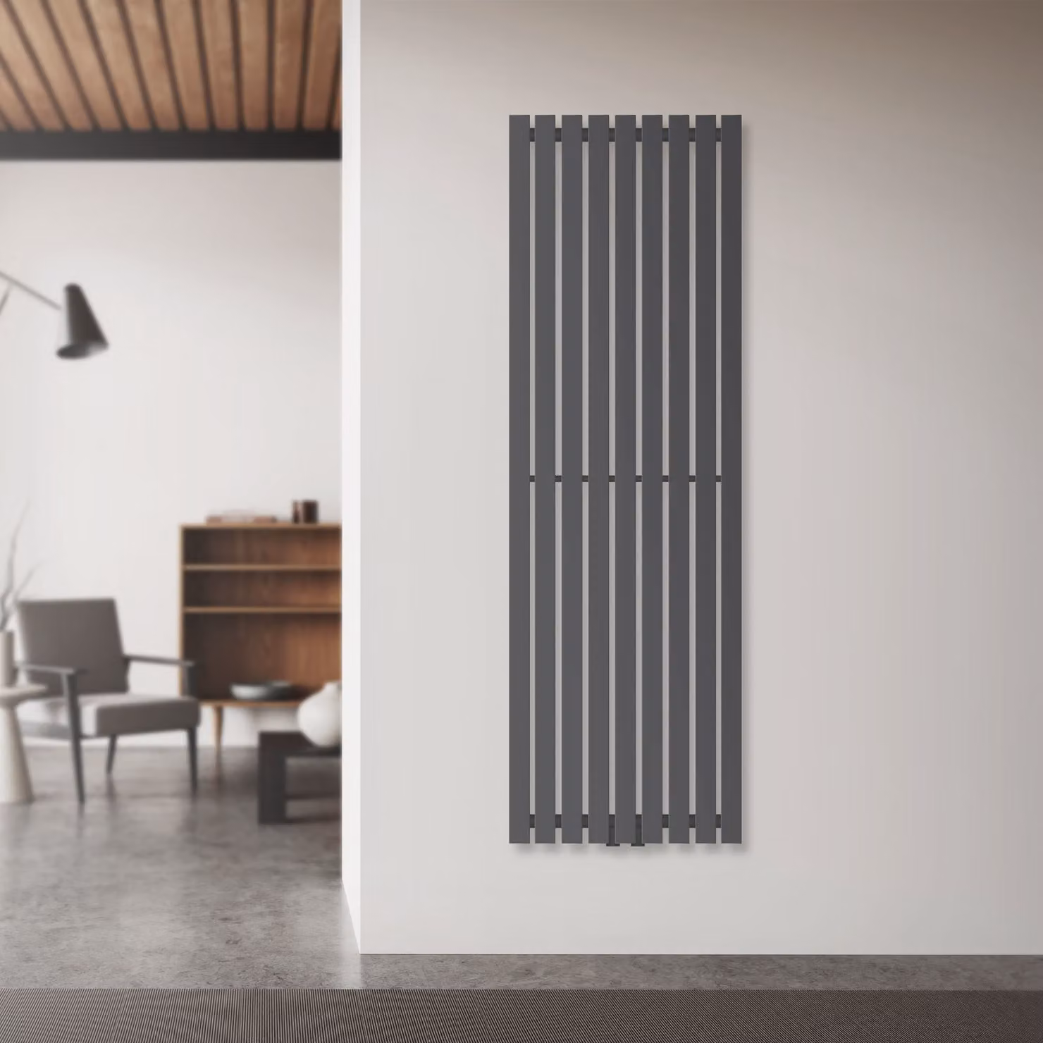 Radiatore a pannello LuxeBath, monostrato, 480x1400 mm, antracite, con attacco centrale, senza elemento riscaldante