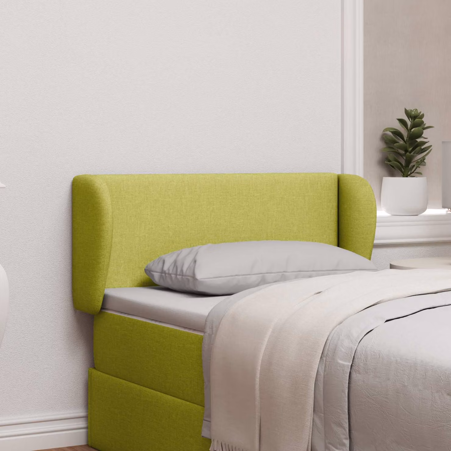 Testata del letto con orecchie vidaXL in tessuto verde L 40 cm x P 23 cm x H 6 cm
