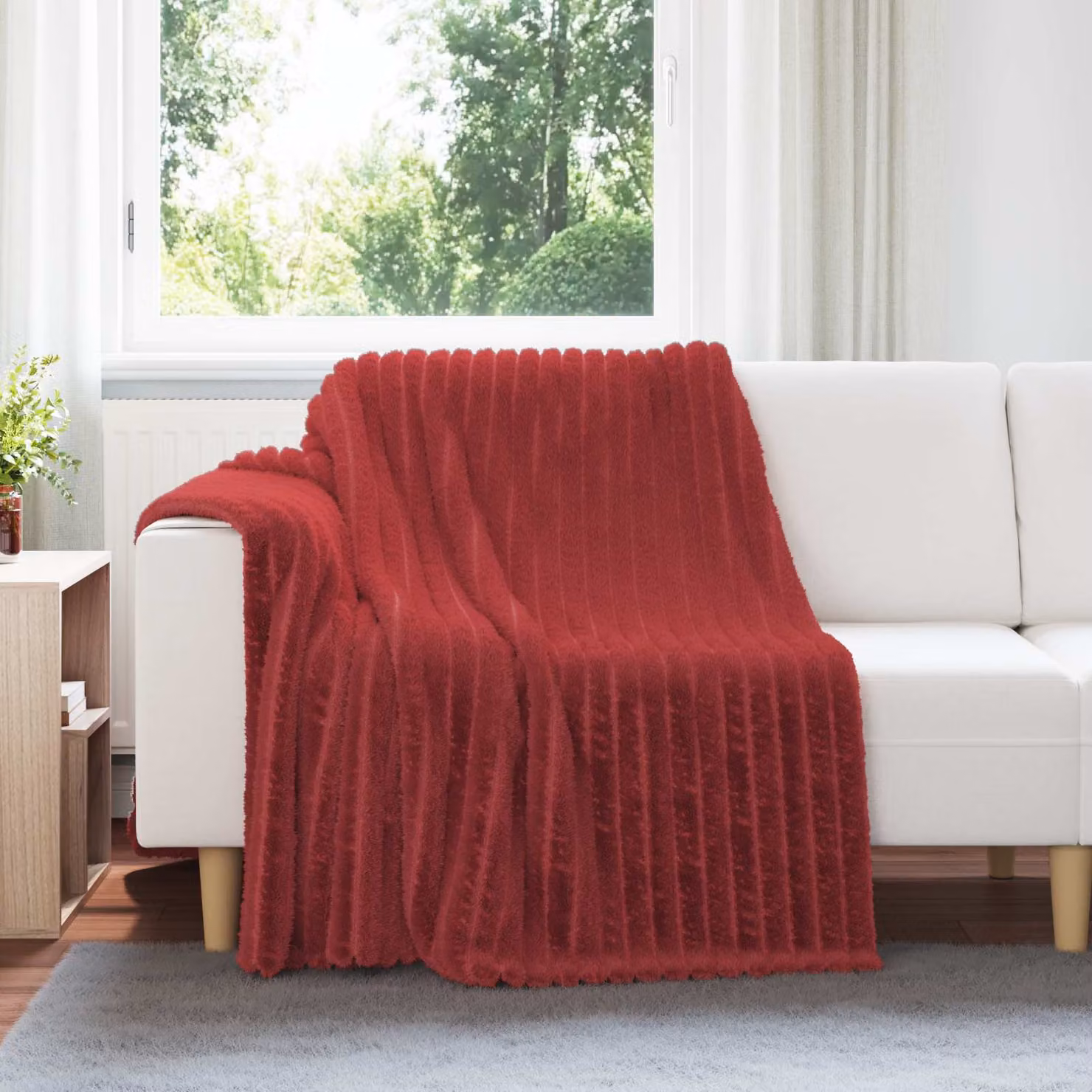 Set di 6 coperte in pile vidaXL colore rosso, L 200 cm x P 150 cm