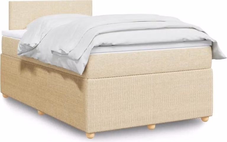 Maison Exclusive - Giroletto a Molle con Materasso Crema 120x200 cm in Tessuto