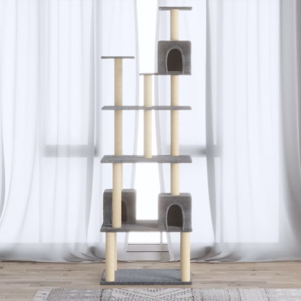 The Living Store Graffiatoio in sisal Grigio chiaro 188 cm