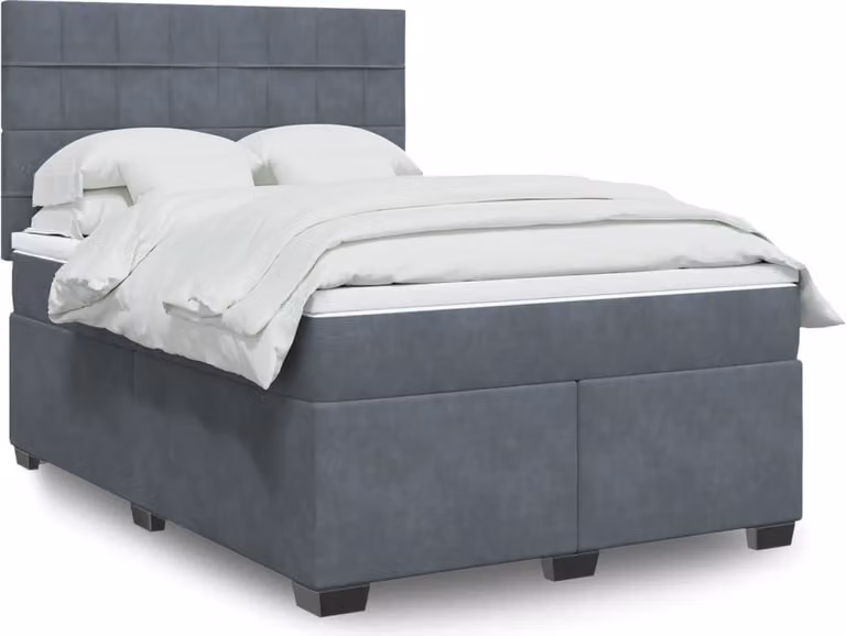 Maison Exclusive - Giroletto a Molle con Materasso Grigio Scuro 140x190 cm Velluto