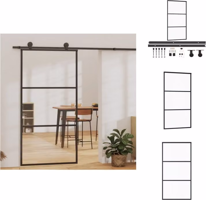 vidaXL Porta scorrevole con raccordo ESG in vetro e alluminio 102x205 cm - Porte