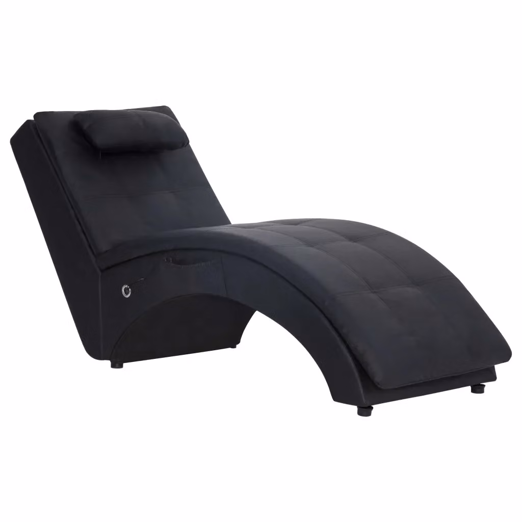 Sdraio Massaggiante vidaXL con Cuscino in Similpelle Nero – 2