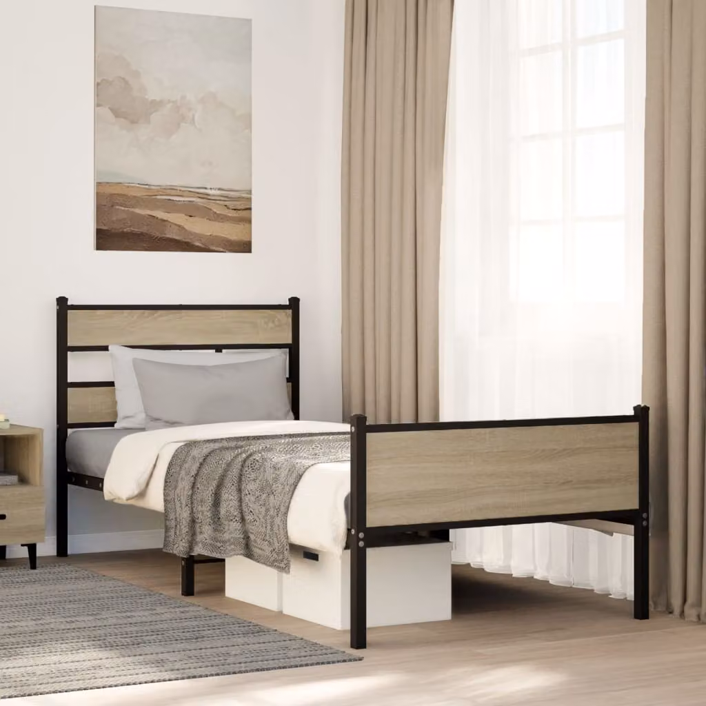 Giroletto senza materasso vidaXL in legno e metallo colore marrone L: 107 cm, P: 203 cm