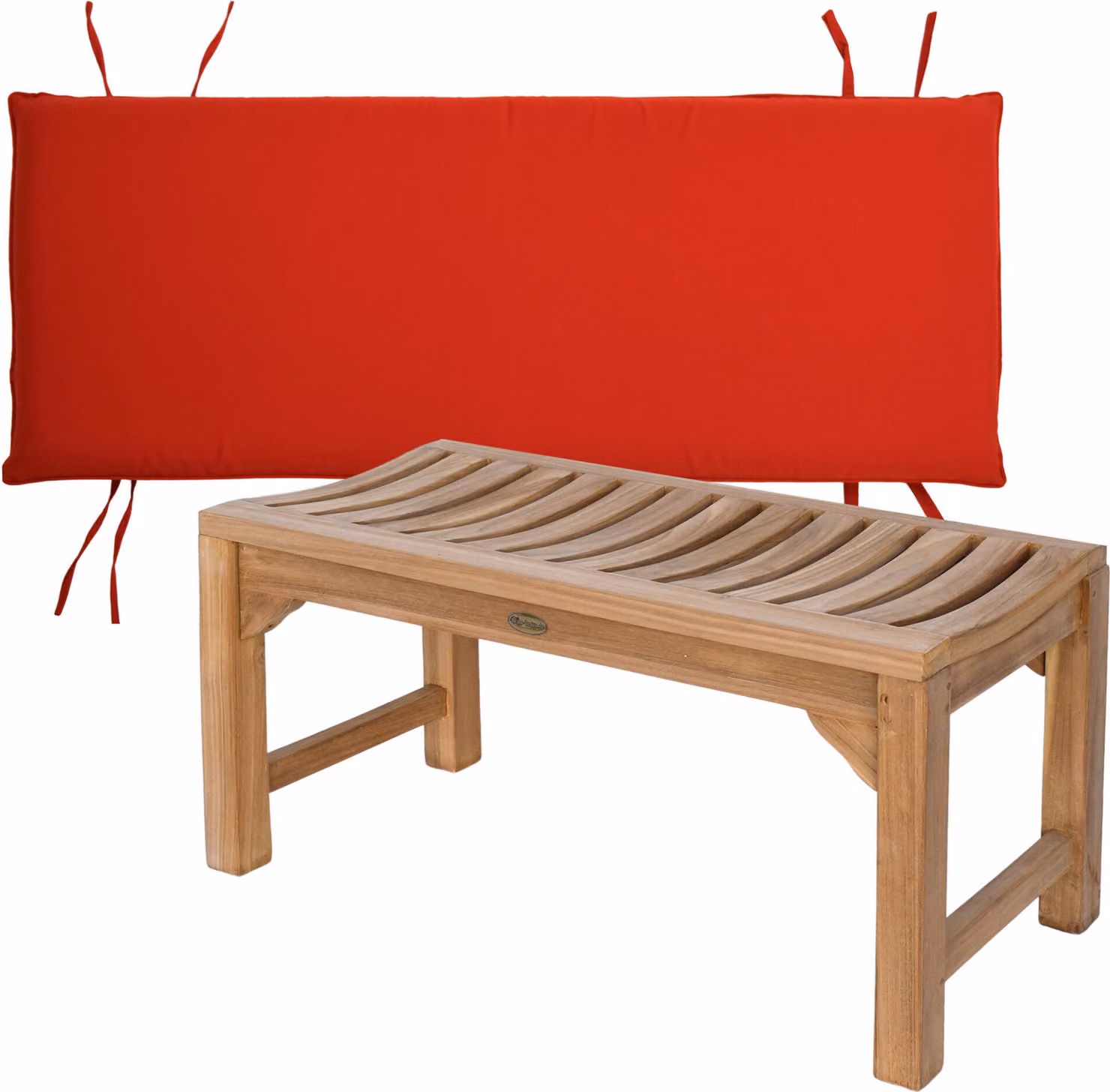 Panca in teak Ferrara 90cm in legno massiccio resistente alle intemperie + cuscino di seduta rosso