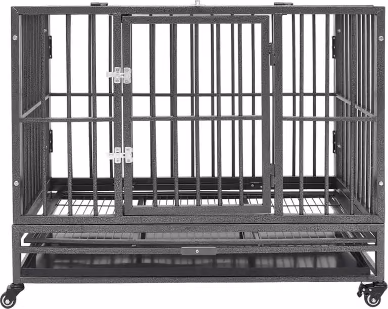 Gabbia per Cani con Ruote in Acciaio 92x62x76 cm