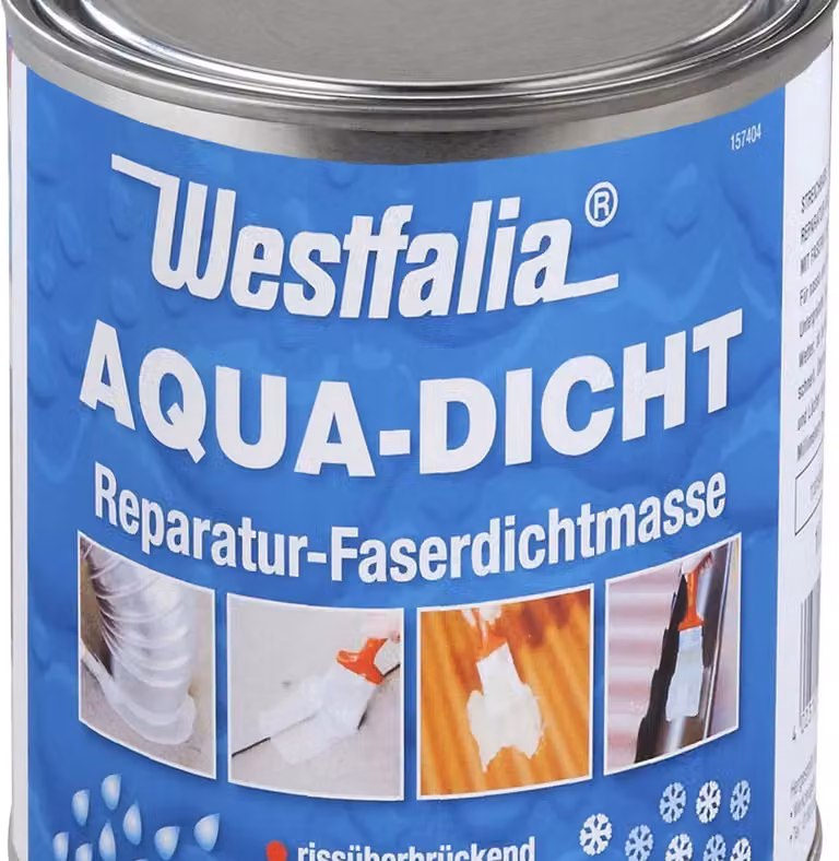 Aqua Dicht - composto sigillante trasparente, rinforzato con fibre, barattolo da 1 litro