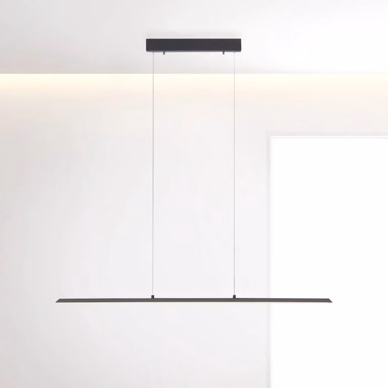 PURE Lampada a sospensione LED Lite, antracite, 100 cm, CCT, dimmerabile, Nero, Soggiorno / Sala da pranzo, Alluminio, Moderno