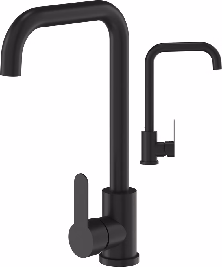 Granitan - Miscelatore cucina - Rubinetto cucina altezza 33 cm - Miscelatore lavello nero - STEEL