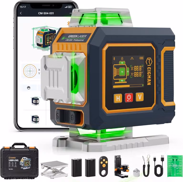 CIGMAN CM-S04 Laser a croce 4x360° verde con app e display LCD
