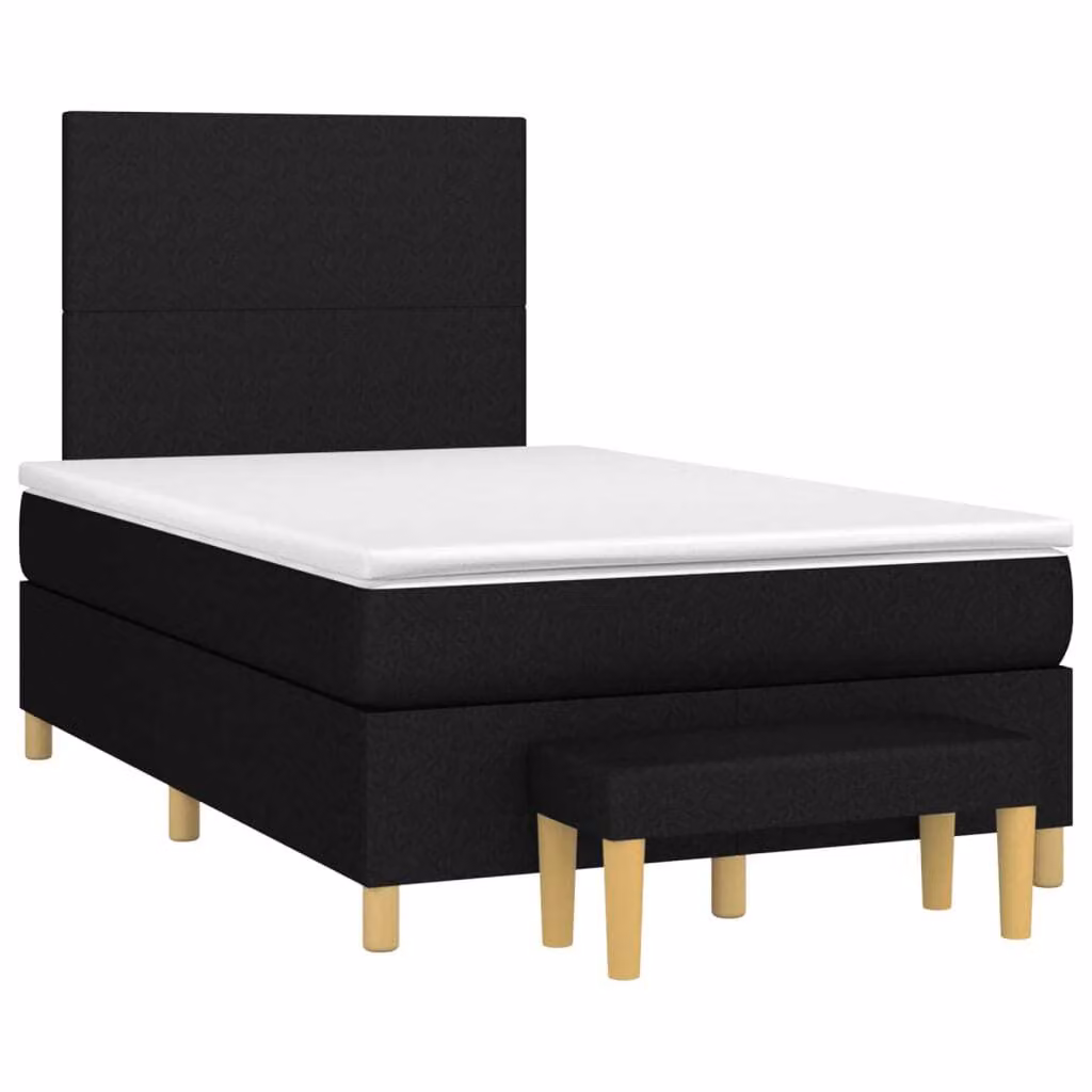 Giroletto a Molle con Materasso Nero 120x190 cm in Tessuto