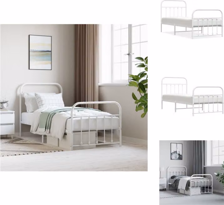 vidaXL Struttura letto con testiera e pediera in metallo bianco 90x190 cm - Letti e strutture letto
