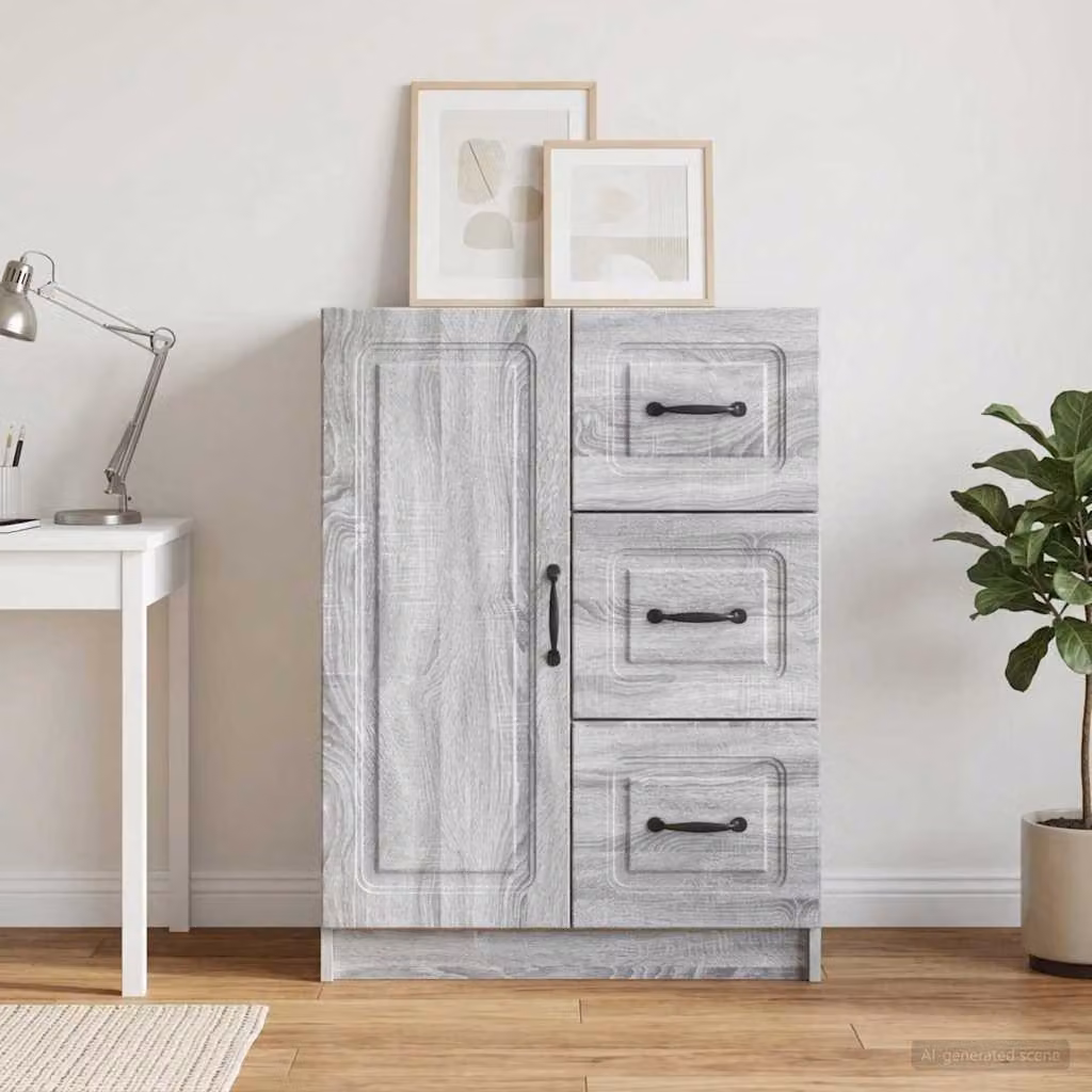 Credenza moderna vidaXL in legno ingegnerizzato MDF, Grigio Sonoma, L: 66 cm, P: 34,5 cm, H: 87 cm