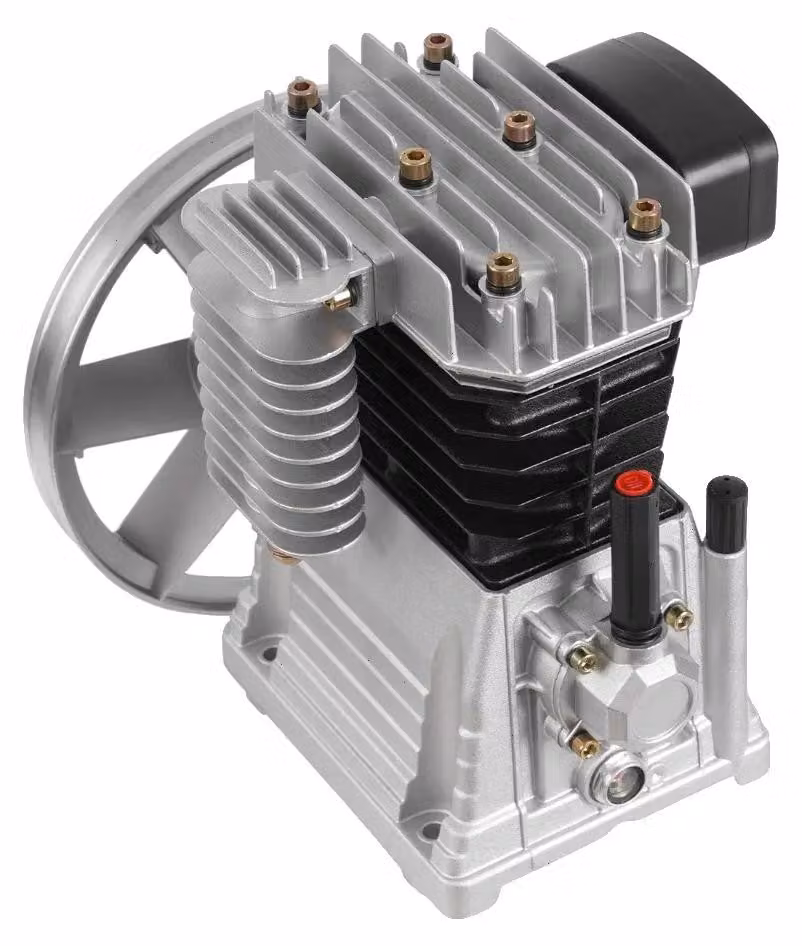 Testa pompa per compressore d'aria, ricambio da 3 CV, a cinghia, con radiatore, colore argento
