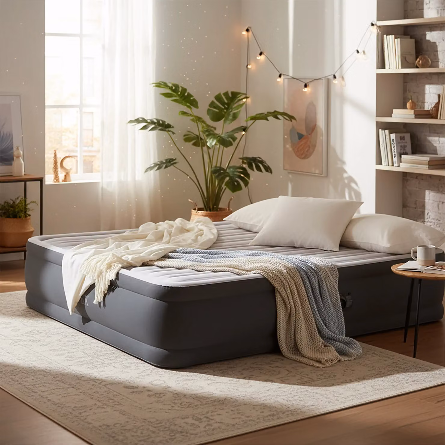 Intex Materasso Gonfiabile Matrimoniale Comfort-Plush Elevated Dura-Beam Deluxe Grigio L: 152 cm, P: 203 cm, H: 46 cm – 2