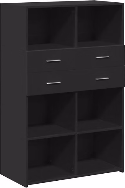 Credenza moderna nera in legno multistrato da appendere alla parete L 80 x P 42,5 x H 124 cm – 1
