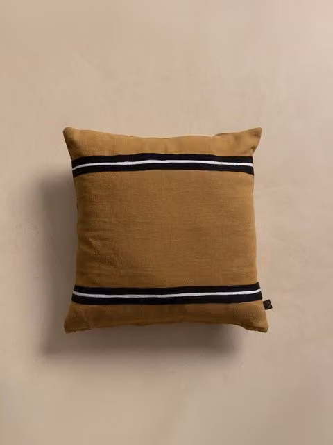 Cuscino quadrato Skay Kenay Home marrone e blu a righe 45 x 45 cm
