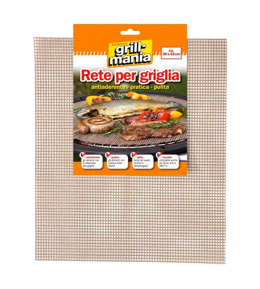 GRILL-MANIA Rete antiaderente per griglia 36x42 cm beige lavabile