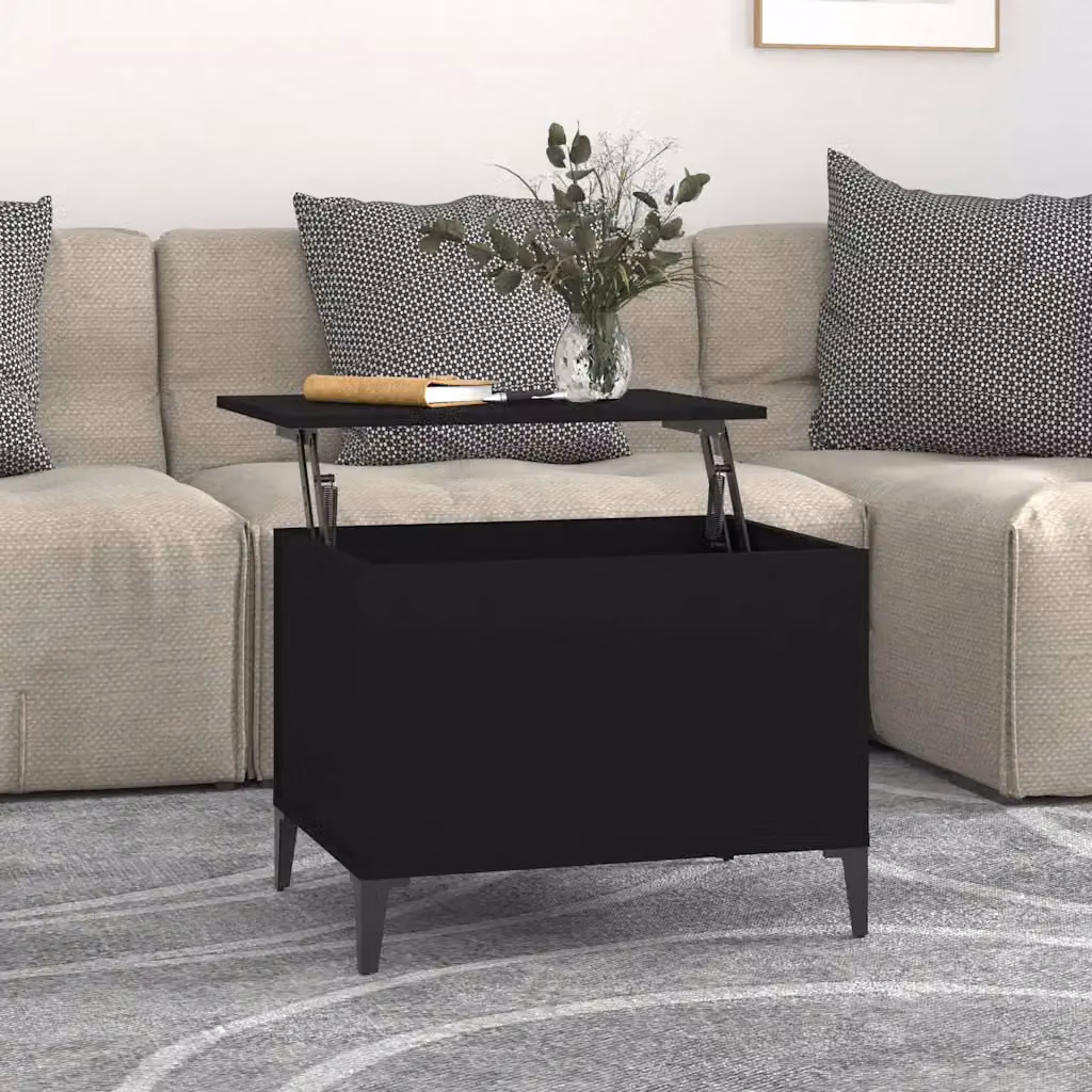 vidaXL Tavolino da Salotto Moderno Nero con Meccanismo a Sollevamento L/P/H: 60 x 44,5 x 45 cm