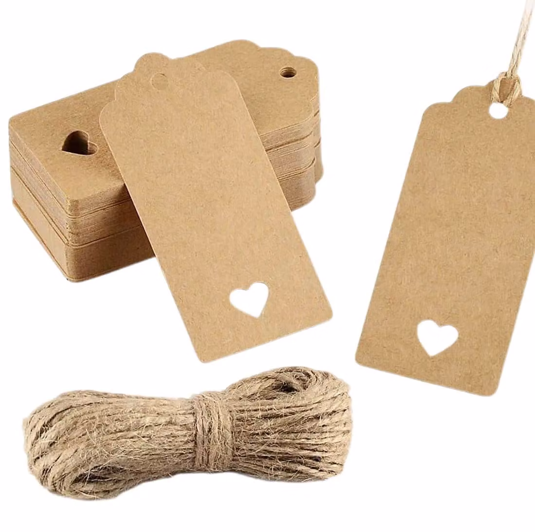 150 etichette in carta kraft, dimensioni 3x6 cm, con spago di juta, ideali per progetti fai-da-te