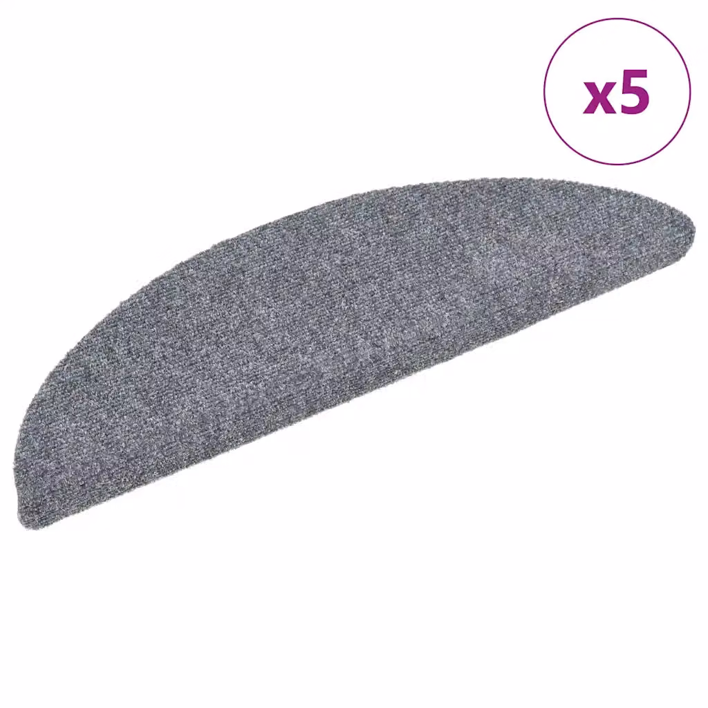 vidaXL Tappetini per scale autoadesivi 5 pz 56x17x3 cm Grigio chiaro